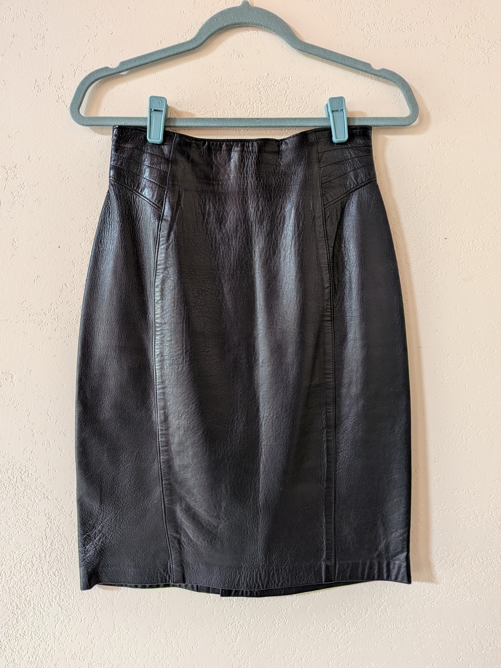 Vintage Maxima Black Leather Pencil Skirt